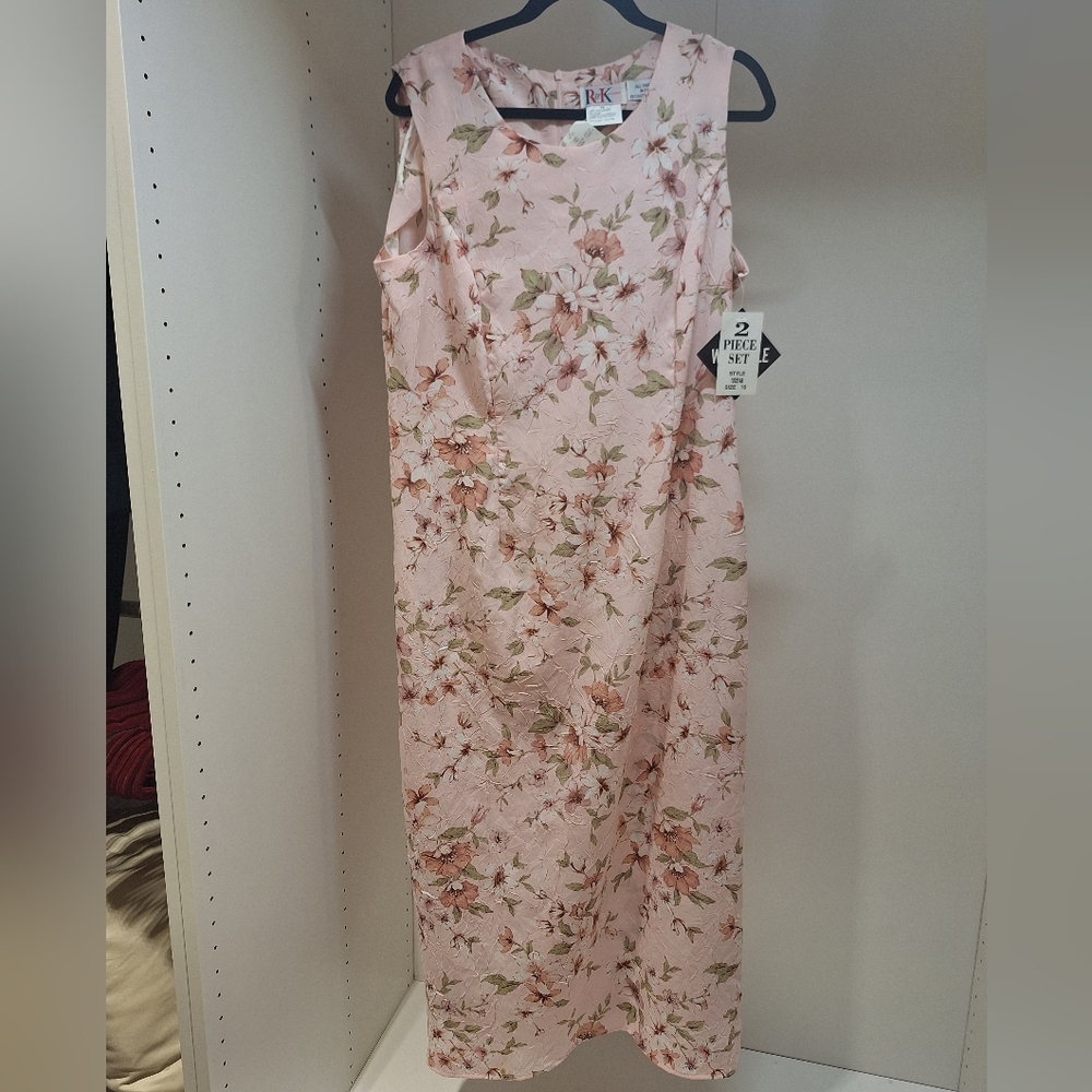 NWT Vintage Pink Floral Dress with Embroidered Sweater
